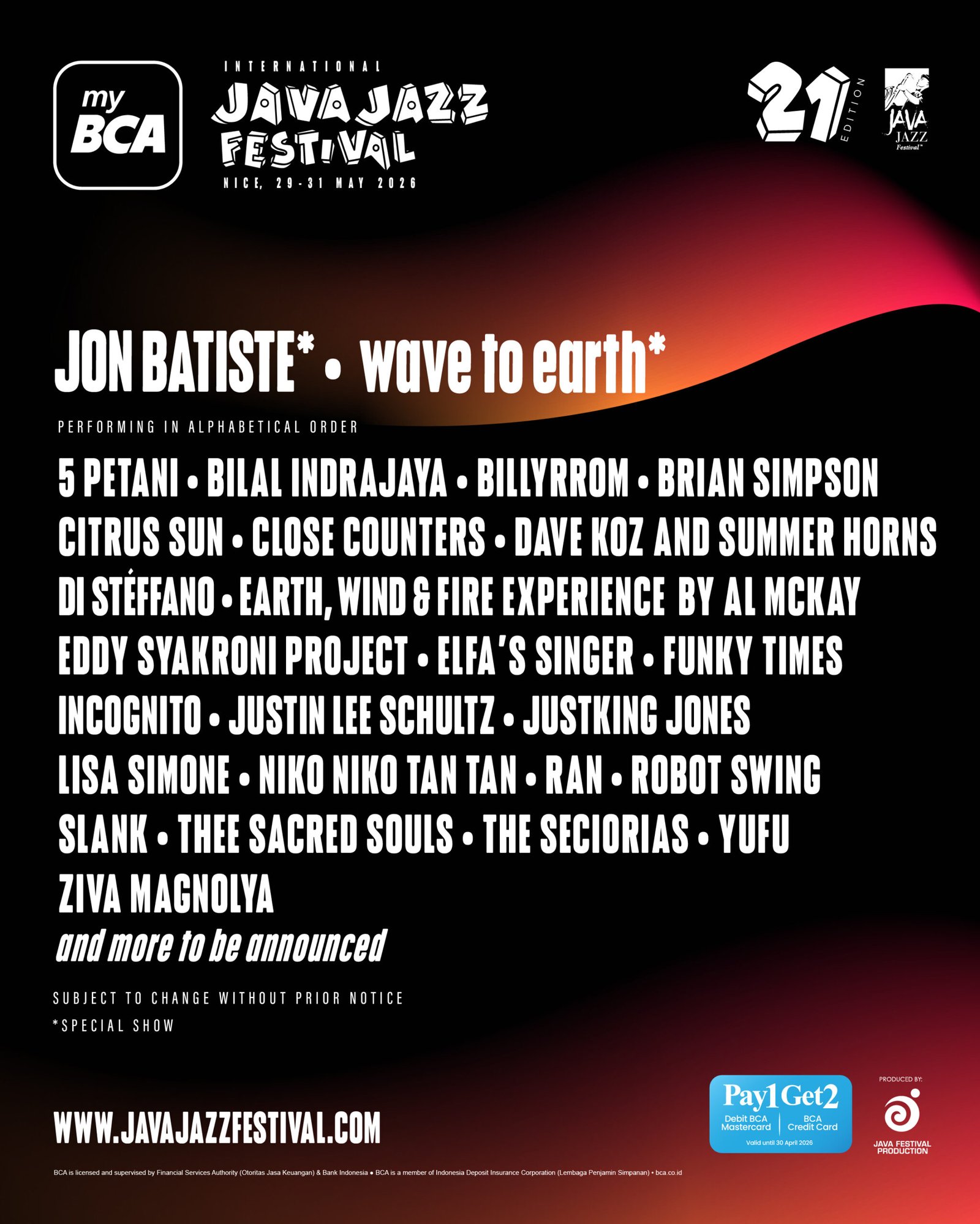 Java Festival Production Rilis Lineup Awal myBCA International Java Jazz Festival 2026