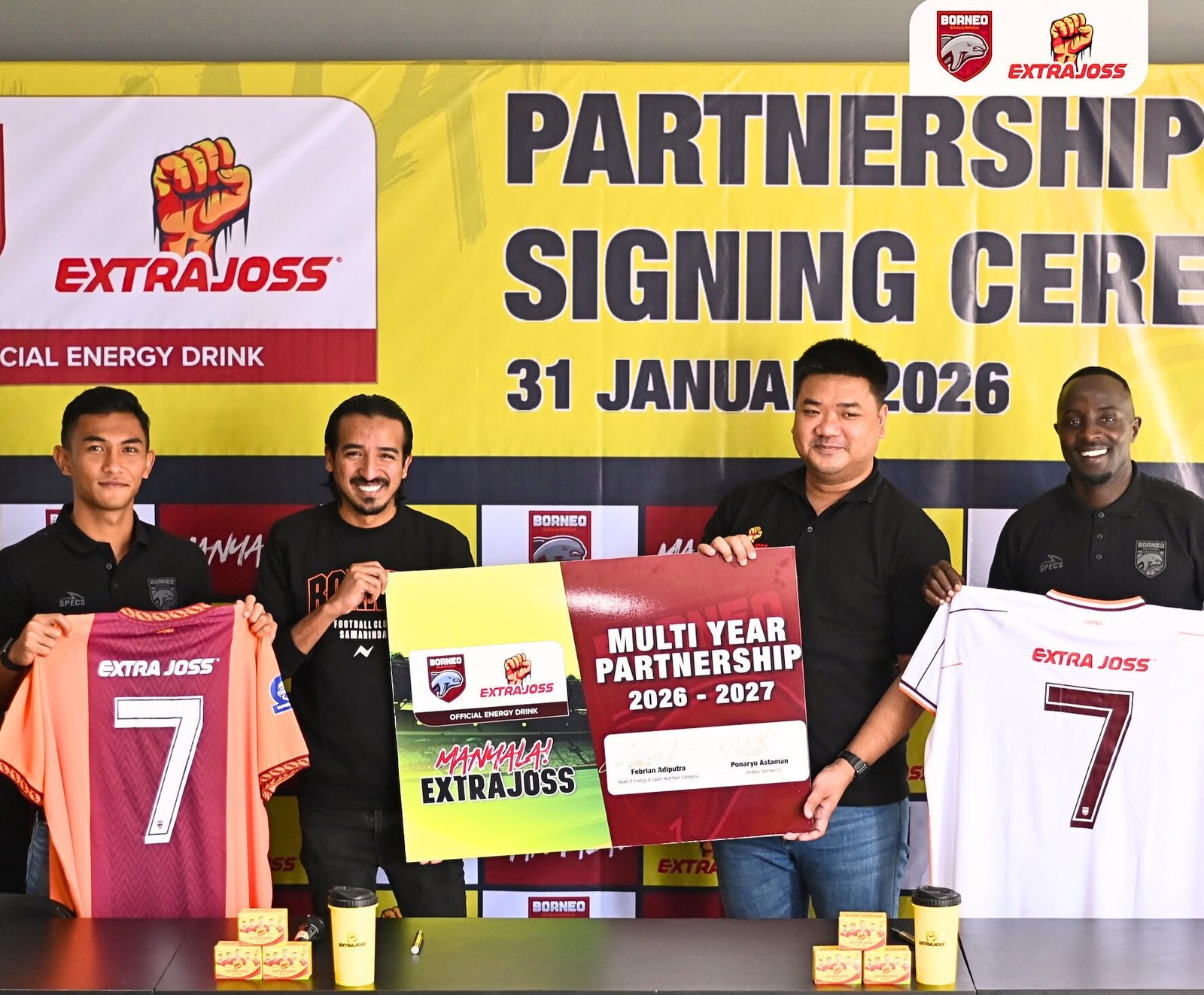 Extrajoss Perkuat Kolaborasi Jangka Panjang dengan Borneo FC, Dukung Semangat “Manyala” Sepak Bola Indonesia